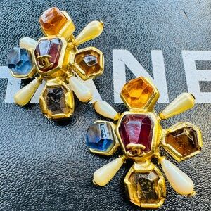 Chanel Gold and Multicolor Statement Earrings (LIVE SHOWING)